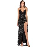 MaNMaNing Vestiti da Cocktail Sexy Backless Cocktail Sequin Collo Maxi Gown Split Women Dress V Prom Halter Sexy Abito da Don