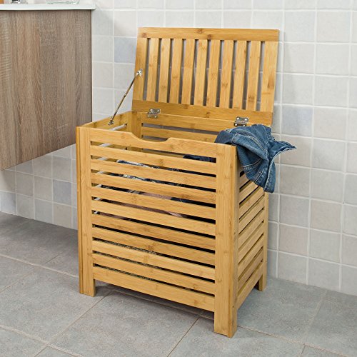 SoBuy® Wäschetruhe,Wäschekorb,Wäschebox, Wäschesammler Wäschetonne,mit Deckel, Natur, FSS48-N - 3