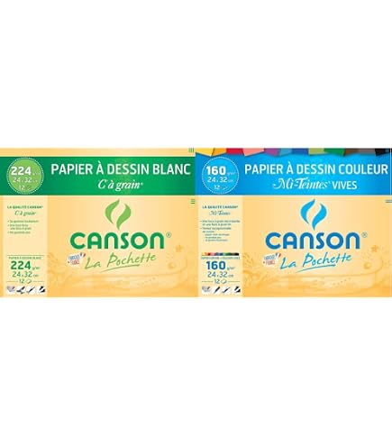 CANSON C à Grain Zeichenpapier – 2 Hüllen, 12 Blatt, 24x32 Cm, 224 G/m²