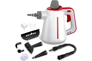 Irishom Steam Cleaners - 1050W Handheld Steam Cleaner High Temperature Pressurized Steam Cleaning Tool with Safety Lock Chemical Free Portable Steamer for Home Kitchen - 9pcs Accessories