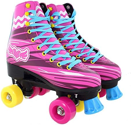 Womens girls ROLLER SKATES Pink Multicolour RETRO STYLE Disco