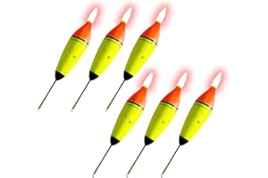 MiOYOOW Beleuchtete Angelposen, 6 Stück Led Angeln Schwimmer für Tag- und Nachtangeln, Nacht Beleuchtet Bobbers für das Salzwasser Süßwasser Angeln