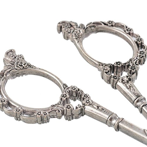echony Vintage Plum Blossom Naht im europäischen Stil Stickerei Schere Classic Präzision gerade nähen Schere silber - 4