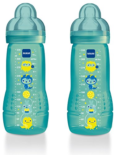 MAM 330ml Baby Bottle (Blue, Pack of 2)