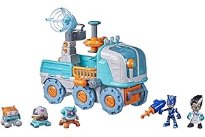 PJ MASKS Romeo Bot Builder Preschool Toy, 2-in-1 Romeo Vehicle and Robot Factory Playset with Lights and Sounds for Kids Ages 3 and Up