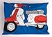 Produktbild Happy Sunday Funky Pillow Sham, Scooter Motorcycle Retro Vintage Vespa Soho Wheels Rome Graphic Print, Decorative Standard King Size Printed Pillowcase, 36" X 20", Vermilion White