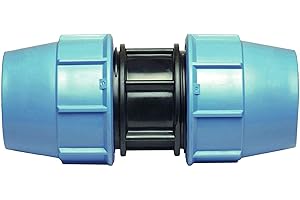 HYDROBIL Racor MDPE de Fontanería para Tuberías de Agua, Manguito 25mm x 25mm, para Tubería de Plástico MDPE, 16 Bar, Temp. Máx. 45°C, Racores de Compresión