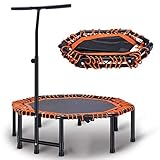 FYYDNR 48' Silent Mini Trampoline réglable Guidon Trampoline Fitness Cardio Bungee Trampoline Saut Entraîneur entraînement for Les Adultes ou Les Enfants