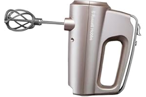 Russell Hobbs Batteur Electrique Cuisine [Ultra puissant] Swirl (2 Fouets Hélice, 2 Crochets Pétrin, 1 fouet ballon, compatibles lave-vaisselle, 5 Vitesses, Turbo, facile, 350W) Batteur 25892-56