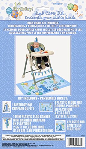 Dekorations-Set für Hochstuhl mit Luftballons zum 1. Geburtstag, Blau - 10