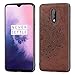 Produktbild Jorisa Hülle Kompatibel mit OnePlus 7,Geprägt Mandala Blume Retro Stoff Slim Dünn Handyhülle Hybrid Hart PC Weich Silikon mit Magnetische Autohalterung Funktion Hülle,Braun