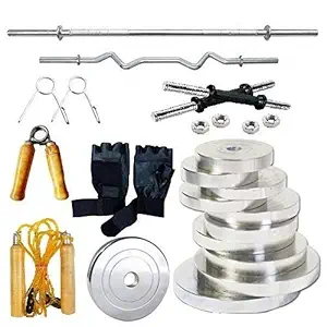 BODY MAXX 40 KG Steel Weight Lifting Plate Home Gym Set, 14