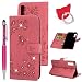 Produktbild A7/A750 2018 Handyhülle Flip Case für Samsung Galaxy,Idlehour PU Leder Case Cover Magnet Schutzhülle Tasche Skin Ständer Handytasche,Rosa Diamant
