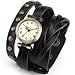 Produktbild Armbanduhr - SODIAL(R) Quarz Armbanduhr Vintage StIL Armband Leder Niete Retro Schwarz WAA340