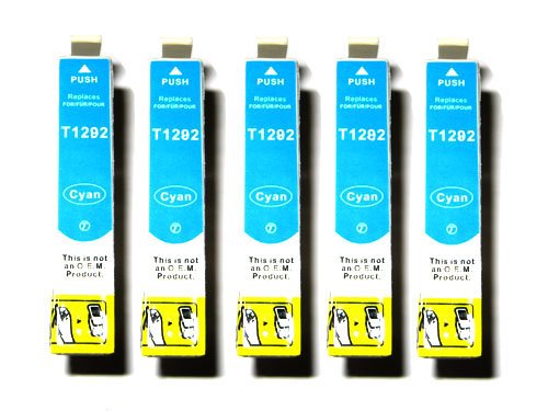 5x Epson Stylus SX 125 kompatible XL Druckerpatronen - Cyan - Patrone MIT CHIP !!!