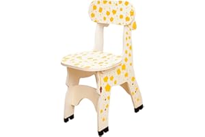 VALICLUD Kids Chair Wooden Giraffe Back Stool Small Wooden Seat for Children Reinforced Tip-Resistant Design Easy to Assemble Nursery Classroom Toddler Furniture