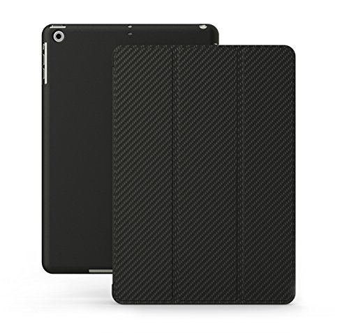 Khomo iPad Mini 1, 2, 3 Hülle Schwarzes Kohlefaser Gehäuse mit doppelten Schutz ultra dünn und leicht, Smart Cover - Carbon Fiber