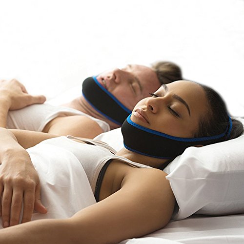 ANGTUO Anti Ronquido, Cinturón Ajustable de Correa de Chin para Ayudar a Dormir Detener el dispositivo de ronquido (Azul)