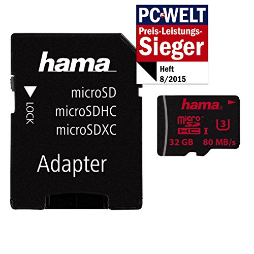 Hama 32GB micro SDHC Speicherkarte (Datenübertragungsrate bis zu 80 MB/Sek, UHS-I Speed Class 3 + universellen SD Adapter) - 2