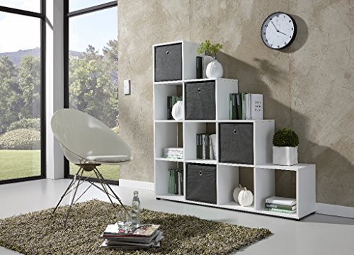 REGAL STUFENREGAL RAUMTEILER BÜCHERREGAL STANDREGAL SPLIT 10 FÄCHER WEISS