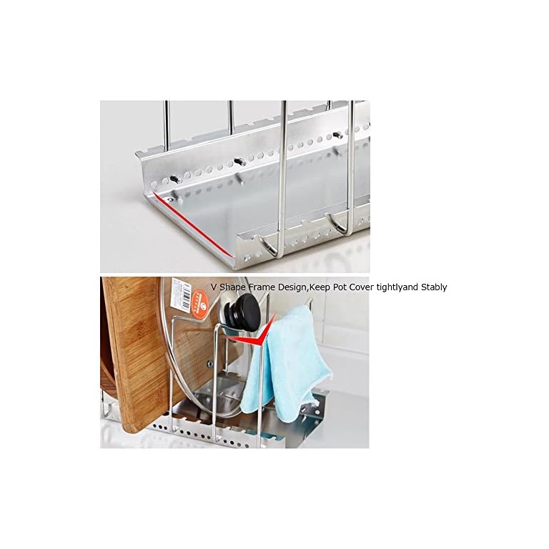 Multifunktions Edelstahl verstellbar 6er Pfanne Topf Organizer Rack