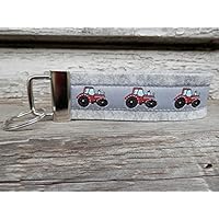 Schlüsselanhänger Schlüsselband Wollfilz hellgrau Traktor rot schwarz Geschenk!