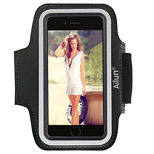 iPhone 6s Armband,iPhone 6 Armband,by Ailun,Feartured with Sport Scratch-Resistant Material,Slim Light Weight,Dual Arm-Size Slots,Sweat Resistant&Key Pocket,with Headphone Ports[Black]