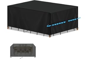 SIMPHAUS Copertura per Mobili Giardino Copri Tavolo da Esterno Impermeabile Copertura per Esterno Antivento Anti-UV Tessuto Oxford 420D Copertura Tavoli da Esterno 200x100x75cm