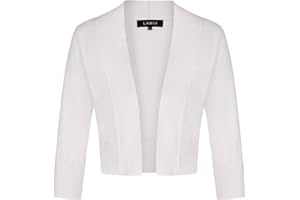MINTLIMIT Womens Cardigans 3/4 Sleeve Knitted Cropped Cardigan Open Front Vintage Dress Cover Up Elegant Bolero