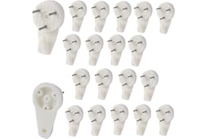 Merriway® BH00093 (20 Pcs) Medium 30mm (1.3/16 inch) White Nylon Non-Trace Hardwall Drywall Picture Hanger Hook - Pack of 20 Pieces