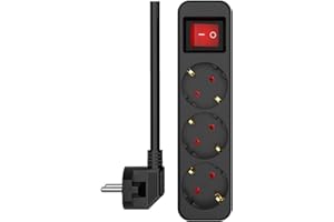 ELRO ES103 Ciabatta con 3 prese e interruttore e cavo da 1,5 m – Protezione bambini – Spina Schuko – max. 3680 W – Certificato TÜV - Nero