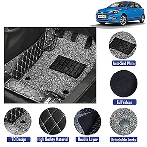 7D Car Floor Mats for Hyundai Elite I20 (Model Year 2018 - 2020) (Black Color)