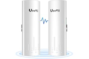Wireless Bridge Point to Point Outdoor: UeeVii CPE450 5.8G 3Km Long Range Wi-Fi Bridge for Extend Network to Barn and Surveillance Range - Work with Starlink, 14dBi MIMO Antenna,48V POE Powered, 2pcs