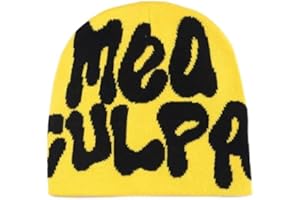 Gehanico MEA Y2K Beanies Beanie Hat Lettera Stampa Berretti Beanie Beanie Cappello in Maglia per Donna Uomo Slouchy Berretti e Berretti in Maglia per Unisex