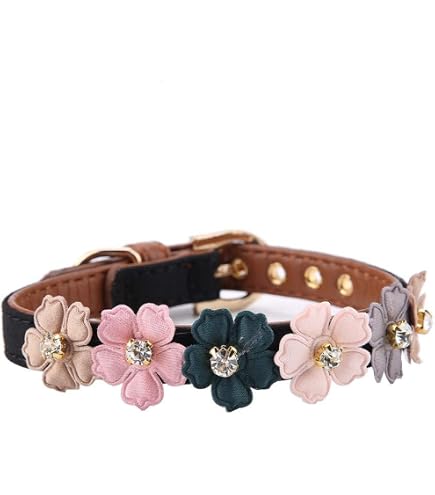 Unique Style Paws Sommer-Hundehalsband Mit Schleife – Buntes Blumenmuster, Baumwolle, Größe S (25–41 Cm)