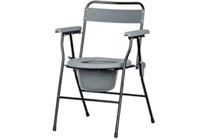 NRS Healthcare Toilettenstuhl, faltbar, tragbar, rutschfest, mittelgroß, Grau/Schwarz