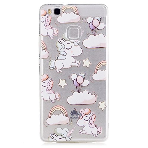MUTOUREN Huawei P9 Lite TPU Hülle Schutzhülle Crystal Case Durchsichtig Klar Silikon Transparent Ultradünne Weich Gel Hinten Rückdeckel Kratzfeste Federung Etui Bumper-Einhorn und Ballon