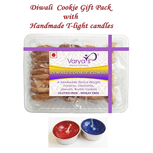 Varyas Gluten Free Diwali Cookie Combo with Handmade T-Light Candles RS.300 (40.00% Off) - Amazon