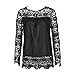 Produktbild MERICAL Fashion Damen Langarm Shirt Casual Spitzenbluse Lose Baumwolle Tops T-Shirt(EU:46/CN:XXXXXL,Schwarz)