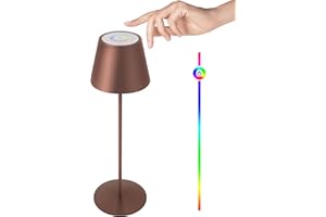 FUYO Lampada da tavolo a batteria LED, dimmerabile tocco lampada da tavolo senza fili, 8 cambi di colore, IP45 protezione, ricaricabile lampada da scrivania in metallo per Interni ed Esterni
