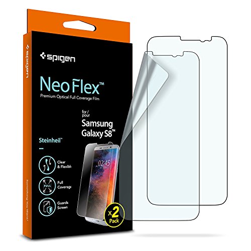 Spigen® [Pas en verre trempé] **2 Pack** Film Protection Samsung Galaxy S8 [Compatible avec la Coque , Couverture maximale] **Liquid installation** TPU Film Samsung Galaxy S8 *Ultra Clair* [Neo Flex] Film Protection ecran Galaxy S8 (565FL22269)
