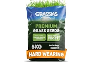 IVISONS Grassias Premium Hard Wearing Grass Seed – 5KG Premium Quality Lawn Seed for Overseeding & New Lawns – Pet Friendly - Perfect Grass Seeds for UK Lawns - Defra Approved Lawn Seeds