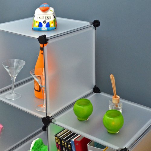 Büro Flur Regal Schrank Steckregal Wandregal Bücherregal in Weiß Transparent - 8