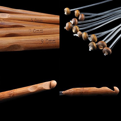 Bermud Tunesische Bambus Afghanische Häkelnadel verschwelt Bambus Nadel Teppich Extended Crochets in Verschiedenen Größen ( 3-10mm) Gesamtlänge von 1,2 m - 6