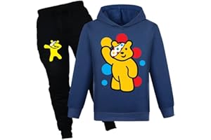 NILKOOZ Girls Tracksuits Cartoon Bear Cat Printing Hoodie & Joggers Pant Outfit 2pcs Set Unisex Kids Tracksuit Clothing