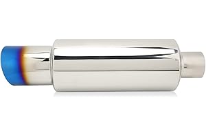 SRUM 2in Einlass 3in Auslass Auspuff Schalldämpfer, Edelstahl Universal Auto Auspuff Schalldämpfer Tip Pipe 13.8in Länge Auspuff Schalldämpfer für Auto LKW Automobil