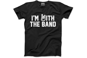 HOTSCAMP Kids Band Tee - I'm with The Band Kids T-Shirt Rockstar Star Rock and Roll Indie Guitar Bass Drums Fan Festival Childrens Gig Concert