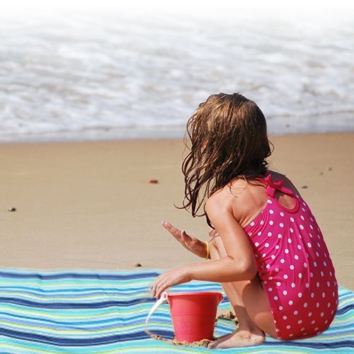 GYOYO 145*180CM Picknick-Matte/ Picknickdecke am Meer/ Aufrollbare Picknickdecke Campingdecke Reisedecke Stranddecke wasserdicht mit Tragegriff (Blue) - 3