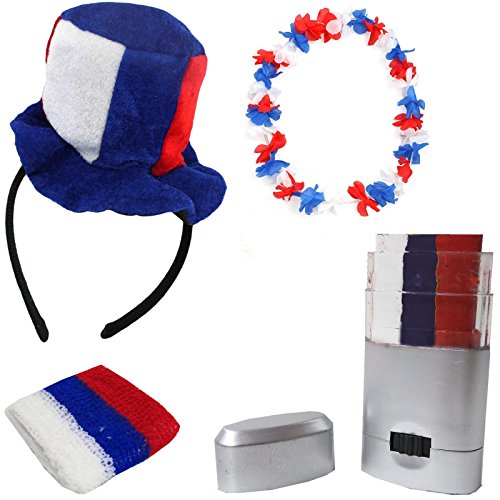 Sonia Originelli Fan Paket Slowakei Slovakia Schminkstift Blumenkette Haarreifen mit Hut Zylinder Schweißband EM 2016 Flag SLO-SET-8