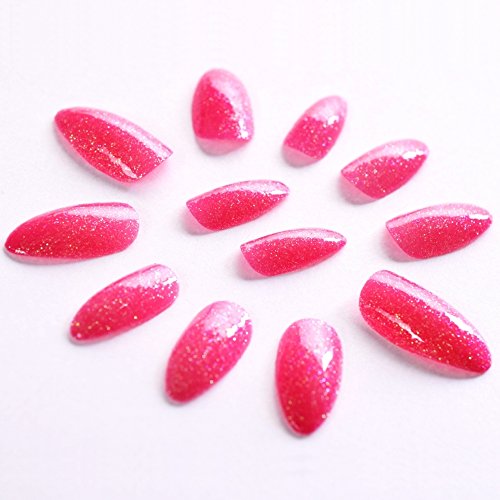 Bling Art Stilett Falsche Nägel Gel Acryl Rosa-Gel Glitter Mittel Tipps UK - 8